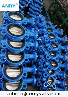 Wafer หรือ Lug Type Casted Iron Body วาล์วผีเสื้อที่นั่งยาง EPDM