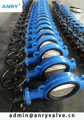 Wafer หรือ Lug Type Casted Iron Body วาล์วผีเสื้อที่นั่งยาง EPDM